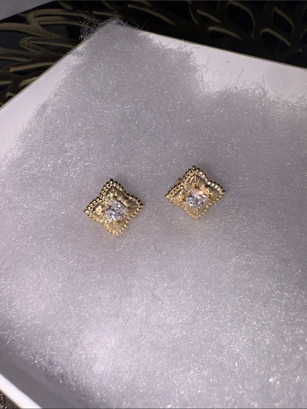 14 K Gold Plated Sterling Silver Stud Earrings  with CZ Stones